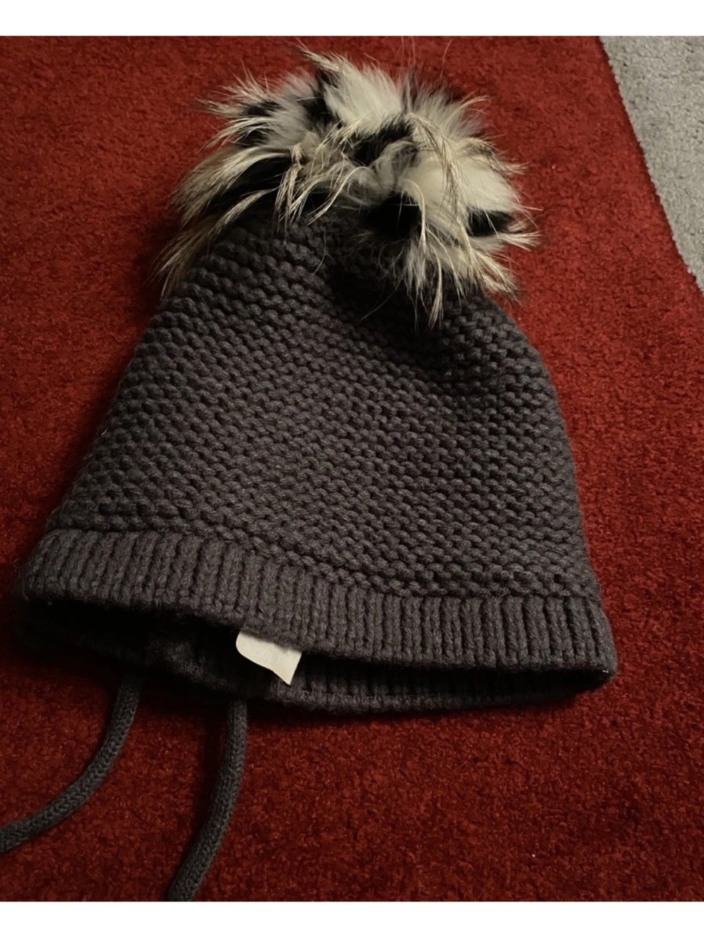 Kyi Kyi Canada CLASSIC FOX FUR -Knit Pom-Pom Hat - Gray
